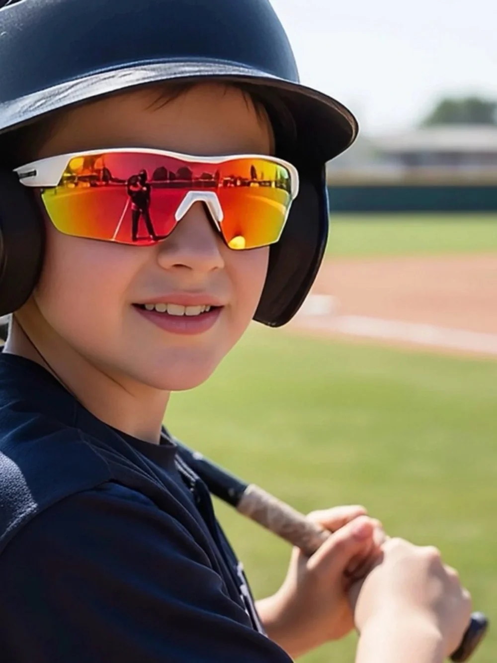 Rawlings RY134 Youth Boys Girls Sports White Shield Sunglasses & Zip Case